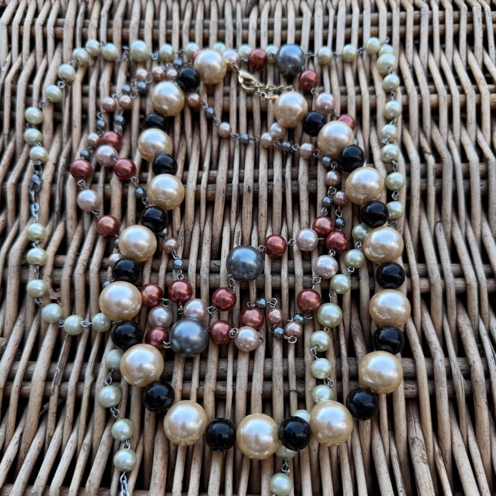 🎯Vintage Pearl Necklace  Beaded multicolor retro Elegant Set bundle lot of 3